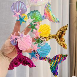 Hair Accessories 1PC Cute Sequin Fishtail Shell Starfish Princess Baby Girls Hairpins Clips Kids Headwear Children