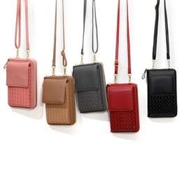 Cellphone Bags Solid Color Bag Woven Pattern Versatile Large Capacity Shoulder Women's Crossbody Small Square Mobile Phone Women Ba