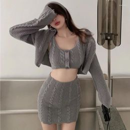 Work Dresses Korean Style Y2k Embroidered Mohair Sweater Women's Suit Short Twist Grey Soft Waxy Cardigan Jacket Autumn 2024 Tops