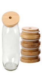 Bamboo Mason Jars Lids 70mm 88mm Wide Mouth Mason Jars with Drinking Straw Hole Mason Jars Lid with Silicone Seal5065042