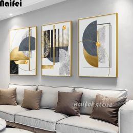 Stitch Triptych Modern Golden Abstract Geometric Art Pattern Full Square Diamond Painting Cross Stitch Kits For Living Room Home Decor