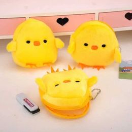 Other Toys 1pc 12cm Kawaii Cartoon Cute Yellow Chick Children Animals Plush Coin Purse Keychain Headphone Wallet Card Bag Pocket PendantL2403