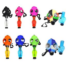 Gas Mask Silicone Pipe with Acrylic Smoking Bong Solid Camo Colors Creative Design Dabber for Dry Herb Concentrate1718522
