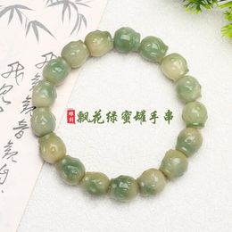 Strand Natural Weathered Bodhi Root Carved Honey Pot Handstring High Throwing Exquisite Bracelet Cultural Play Buddha Beads Gift