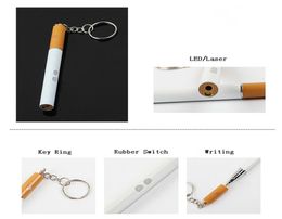 Key Chain LED Flashlight 3 in 1 Cigarette Design led lights with Red Laser Pen Writing Torch Light3421038