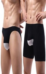 Underpants Men Long Boxer Underwear Briefs Antibacterial Mesh Scrotum Pocket Male Sports Shorts Man Sexy Cozy Panties Sets6467927