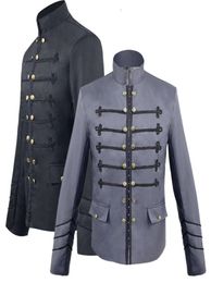 Gothic Style Victorian Steampunk Military Coat Men039s Hook Clasp Jacket Blazer Suit Band Collar Embroidery For Men4380483