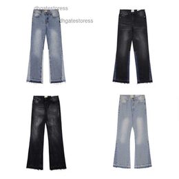 Mens jeans designer Coloured flared jeans mens and womens high street mopping straight leg pants