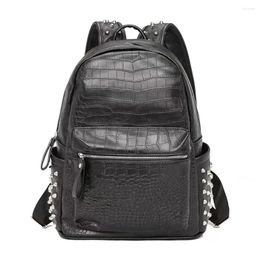 Backpack 2024 Fashion Design Unisex Backpck Large Capacity Daypack Alligator Laptop Bag Quality Pu Leather Travel Backpacks Black