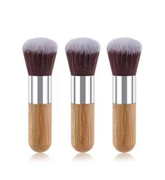 Wood home Handle Makeup Foundation Brush Bamboo Round Top Brushes Multifunction Powder Blusher CosmeticTools7162205