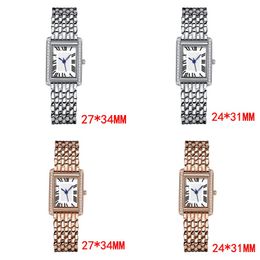 Square designer watches quartz rose gold full stainless steel iced out watch vintage rectangle reloj hombre luminous tank watch high quality sb070 C4
