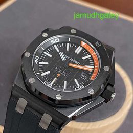AP Mechanical Watch Pilot Watch Royal Oak Offshore Series 15707CE Black Ceramic Black Plate Quarter Orange Mens Fashion Leisure Business Sports Machinery Watch