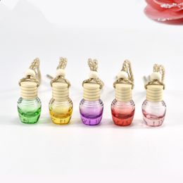 Empty Glass Bottle Car Hanging Perfume Rearview Mirror Ornament Air Freshener For Essential Oils Diffuser Fragrance