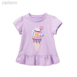 T-shirts Jumping Metres New Arrival Ice Cream Embroidery Hot Selling Cotton Summer Girls Tshirts Baby Clothes Childrens Tees Tops ldd240314