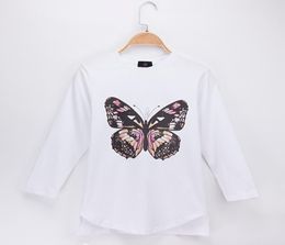 2018 New Product Kids Clothes Children Tshirt Butterfly Print Full 100 Cotton Child Long T Shirts Girl Shirt Baby Tops Teen Tee 8628135