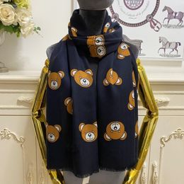 Women's long scarf scarves 100% wool material Print letters bear pattern size 180cm - 65cm294z