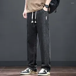 Men's Jeans Korean Fashion Baggy Men Spring Wide Leg Pants Elastic Waist Loose Fitting Mens Y2k Clothing