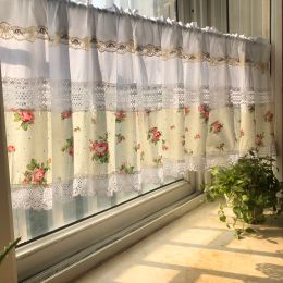 Curtains Korean Style Cute Embroidered Lace Cotton Printed Elegant SemiCurtain Kitchen/Bathroom Decorative Small Curtain /Door Curtain