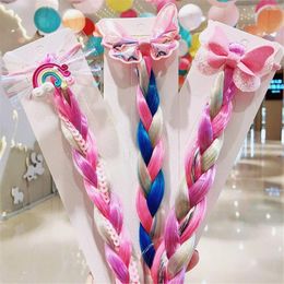 Hair Accessories 1PC Colorful Wig Ropes Cute Girls Princess Twist Braid Elastic Bands Ponytail Headwear Fashion Kids