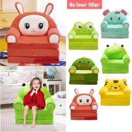 Cushion Plush Foldable Kids Sofa Cover Backrest Armchair Creative 2 In 1 Folding Chair Cute Cartoon Lazy Sofa Cover Without Liner Filler
