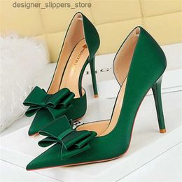 Dress Shoes BIGTREE Spring Sexy Nightclub Fashion Sweet High Heels Slim Woman Pumps Shallow Mouth Pointy Side Hollowed Out Bow-knot Shoe Q240314