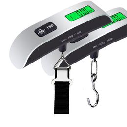 110lb/50 kg bagageskala resor essentiella LCD -skärm Bagage Suitcase Weight Scale Portable Handheld Scale Batteri inkluderade HW0210