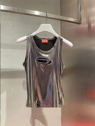 High Version~~die2024 Early Spring Womens Tank Top New Silver Hollow American Spicy Girl Vintage Sling