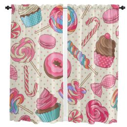 Curtains Delicious Food Donut Curtains for Living Room Bedroom Curtains Kitchen Curtains for the Kids Room Window Treatments Drapes