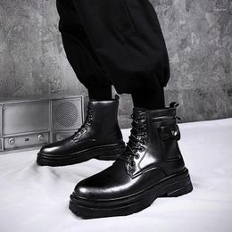 Boots 2024 Fashionable Korean Men's Black Autumn And Winter Outdoor Comfortable High Top Classic Design Trendy