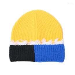 Berets Unisex Winter Cool Mixed Colour Knitted Windproof Warm Lace Cap Novelty Men Women Sport Punk Hip Hop Hat Skullies Beanies W29