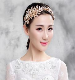 In Stock Gold olive branch wedding hair headpiece rhinestones crowns tiaras hair accessories9521085