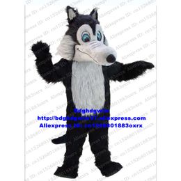 Mascot Costumes Black Long Fur Grey Wolf Mascot Costume Adult Cartoon Character Outfit Suit Society Activities Holiday Party Zx2928