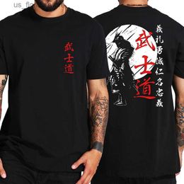 Men's T-Shirts Japan Samurai Spirit T Shirts For Men Japanese Style Back Print Loose Oversized Men Clothing Tops T-shirt Bushido Male Gifts T Y240314