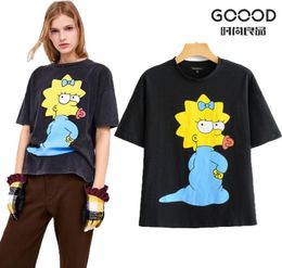 2019 New Harajuku Summer Cotton Tshirt Women Short Sleeve Cartoon Simpsons Printed Woman Tee Casual Funny Black Basic Tshirts S16363591