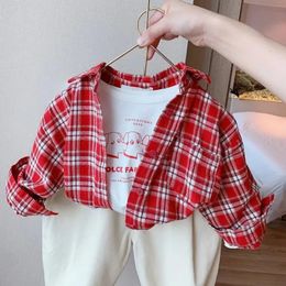 Childrens Shirts Spring and Autumn Boys Girls Long sleeved Cotton Polo Neck Shirt Bottom Tshirt Baby Top 240307