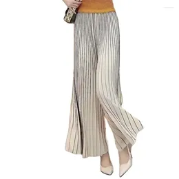 Women's Pants 2024 Spring Summer Miyake Folds Wide Leg Women Solid Color Leisure Loose Wild Mid Waist Drape Female Trousers