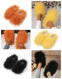 Sandals Hot Selling Fur Slippers Mule Woman Daily Wear Fur Shoes White pink Black browns Metal Casual Flat Shoe Trainer Sneakers GAI softs