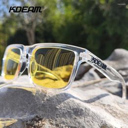 Sunglasses KDEAM Oversize Nigh Vision Polarized Pochromic Sun Glasses Classic Square 3D Logo Vintager Designer Men Women Eyewear UV