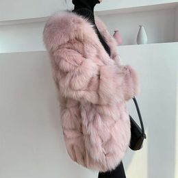 New Haining 2023 Autumn/Winter True Hair Pink Full Skin Fox Fur Grass Coat For Women, Young, Middle And Long 2153