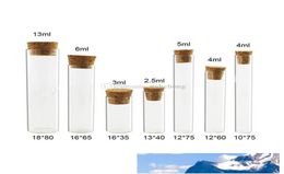 50 X Mini Empty 25ML 3ML 4ML 5ML 6ML 13ML Clear Glass Tube With Cork Small Corked Tube Containers Cork Stoppered Vials7915963
