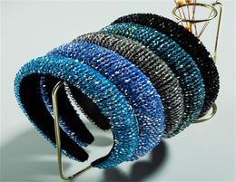 Fashion Bling Headwear Wide Sparkling Rhinestone Hair Bands Shining Blue Crystal Headbands for Women 5 Styles Hair Accessories7203573