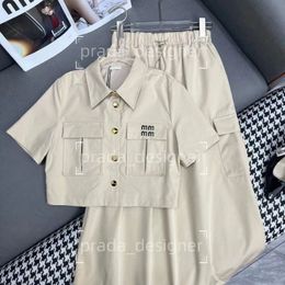 Fashion designer summer two-piece dress set versatile new casual style simple and age reducing short sleeved shirt women's half skirt