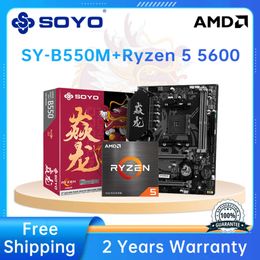 SOYO AMD B550M and AMD Ryzen 5 5600 CPU Motherboard Kit Dual Channel DDR4 PCIE4.0 VGA for Desktop PC Gaming Motherboard Combo