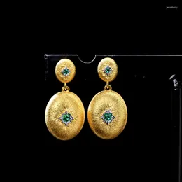 Stud Earrings Scolpito Series Golden Bean European And N Court Retro-style Shining Wire S925 Silver-plated Female