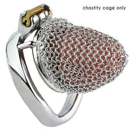 New yarn mesh chastity cage Metal chastity lock Soft armour men's stainless steel penis lock multiple sizes available Adult Sex Toys 2024 New