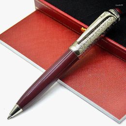 De Series Luxury Ballpoint Pens Green Blue Red Barrel Silver Diagonal Grain Writing Stationery Office Supplies