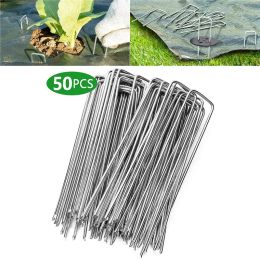 Decorations Ushape Garden Stakes Pins Gauge Heavy Gaanized Landscape Fabric Irrigation Staples Ground Nail Film Pegs Fixing Tools