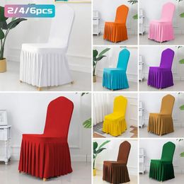 1/2/4/6 piece pleated ski chair cover spandex party wedding banquet polyester chair cover hotel home decoration wedding chair cover 240314