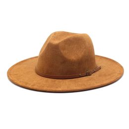 Fedora Hat Men Women Suede Imitation Woollen Winter Felt Hats Fashion Black Top Jazz Hat Fedoras Chapeau Sombrero Mujer 240301
