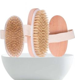 Bath Brush Dry Skin Body Soft Natural Bristle SPA The Brush Wooden Bath Shower Bristle Brush SPA Body Brushs Without Handle EEA1332573734